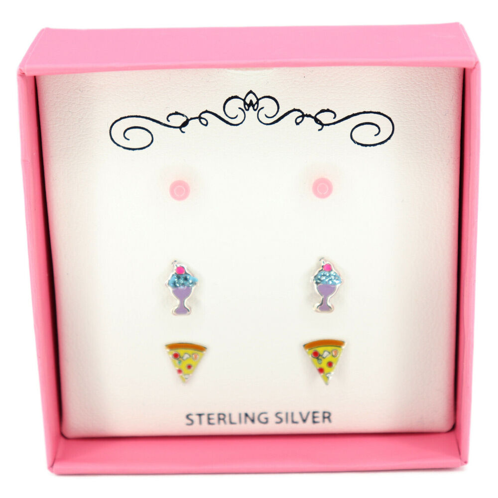 Sterling Silver Children's 3-Pc. Set Enamel Stud Earrings‎